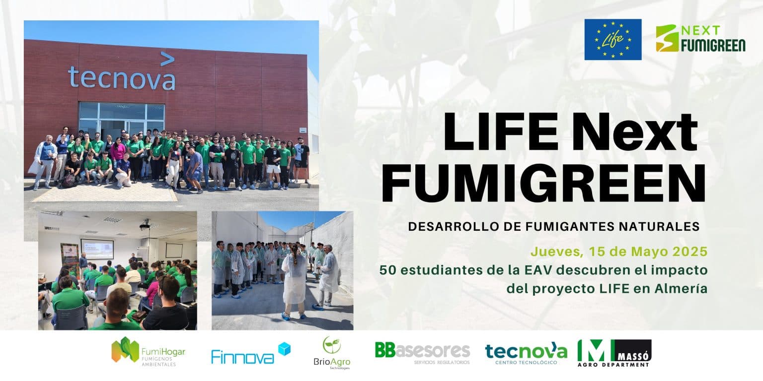Cincuenta estudiantes de la Escuela Agraria de Vícar visitan Tecnova para conocer de cerca el proyecto LIFE NextFUMIGREEN