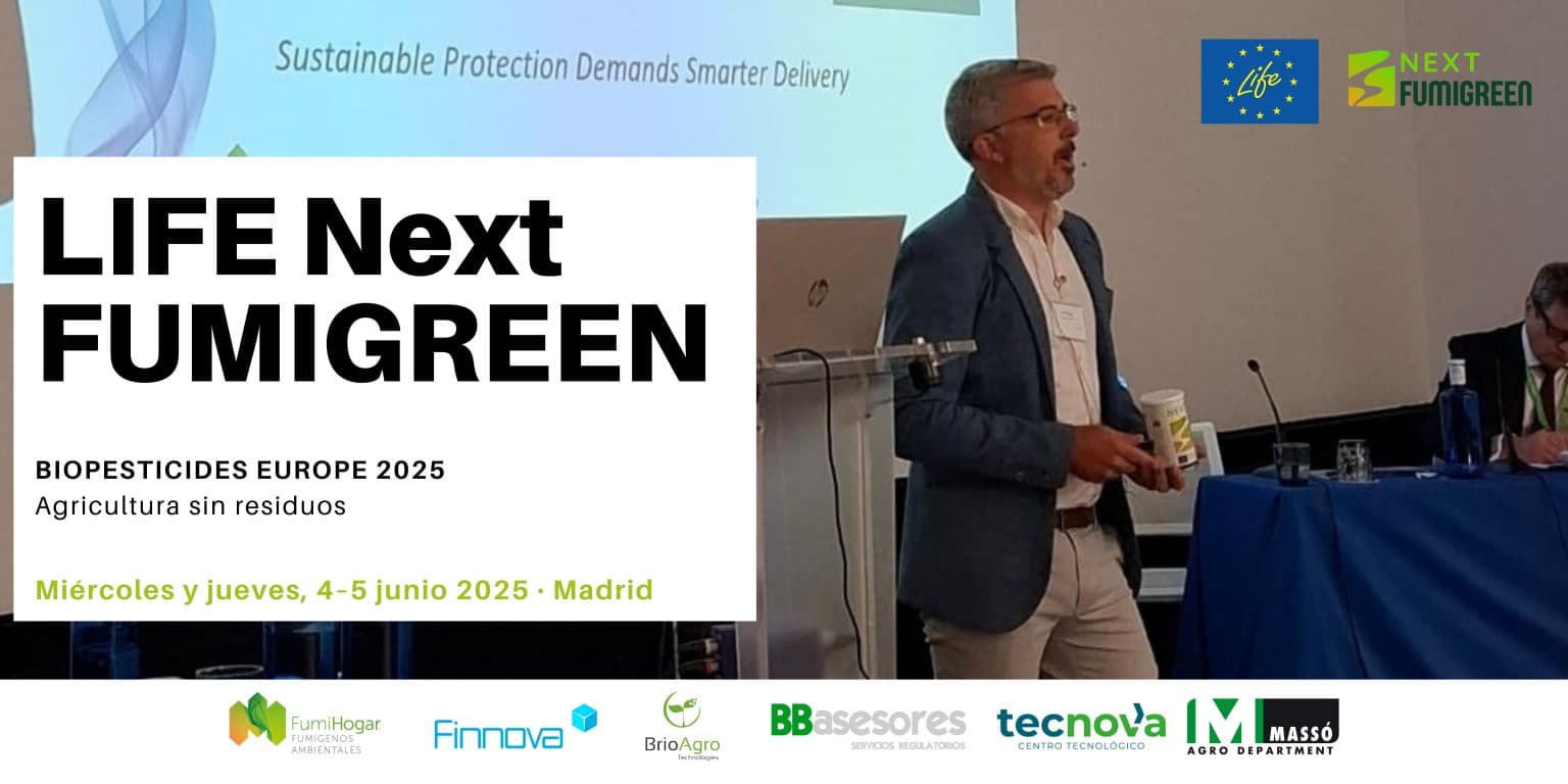 LIFE NextFUMIGREEN presenta su sistema de microdispersión seca en el evento Biopesticides Europe 2025