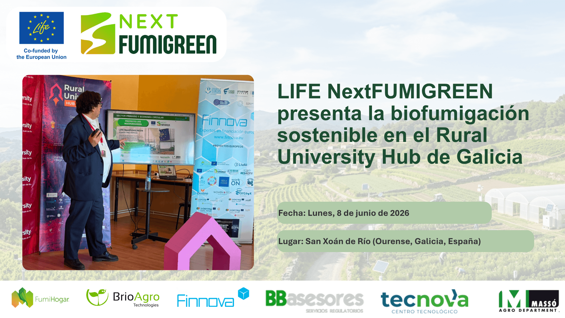 LIFE NextFUMIGREEN presenta sus novedades en innovación agrícola en el Rural University Hub de Galicia