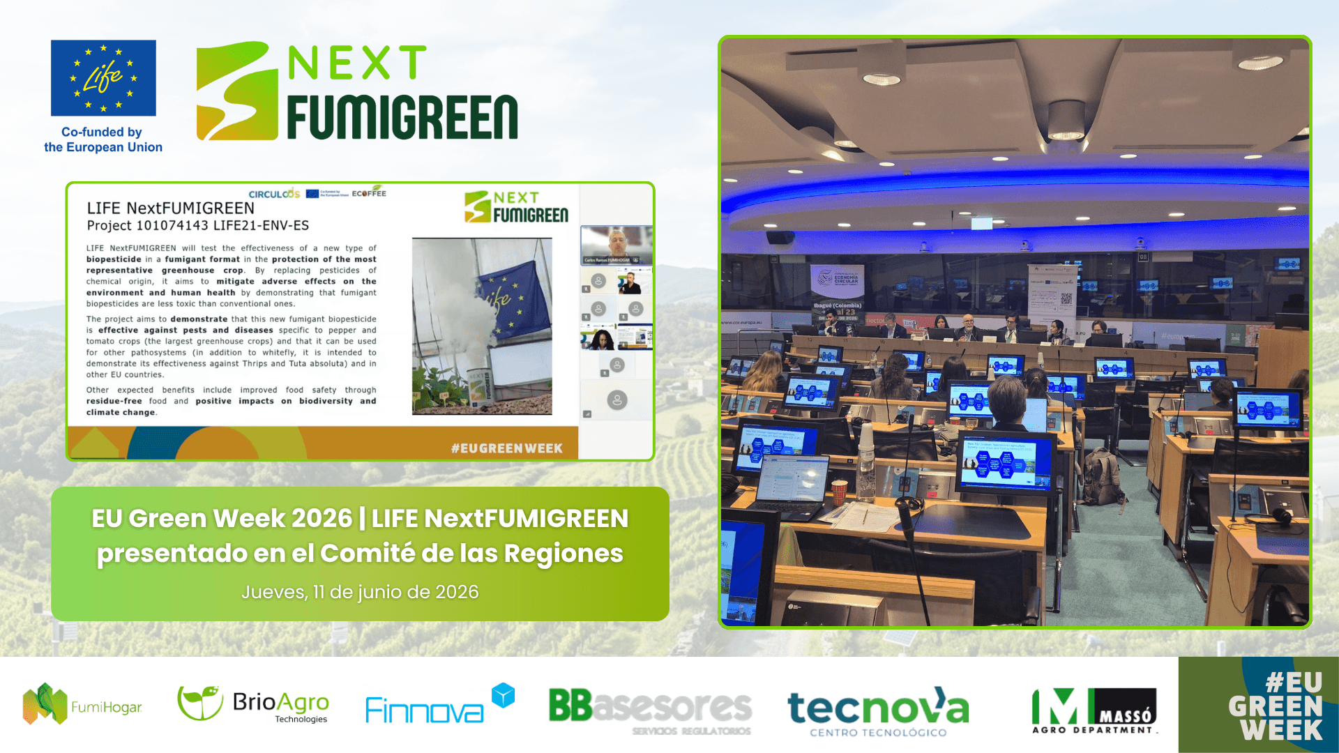 LIFE NextFUMIGREEN presenta en Bruselas su innovación en biopesticidas fumigantes durante la EU Green Week 2026